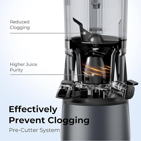EANORUUS JUICER MACHINES, 3-IN-1 COLD PRESS JUICER WITH 6.5″ EXTRA LARGE CHUTE, 100OZ LARGE CAPACITY, AC MOTOR, MAKES JUICE, NUT MILK & SORBET, PREMIUM GRAY
