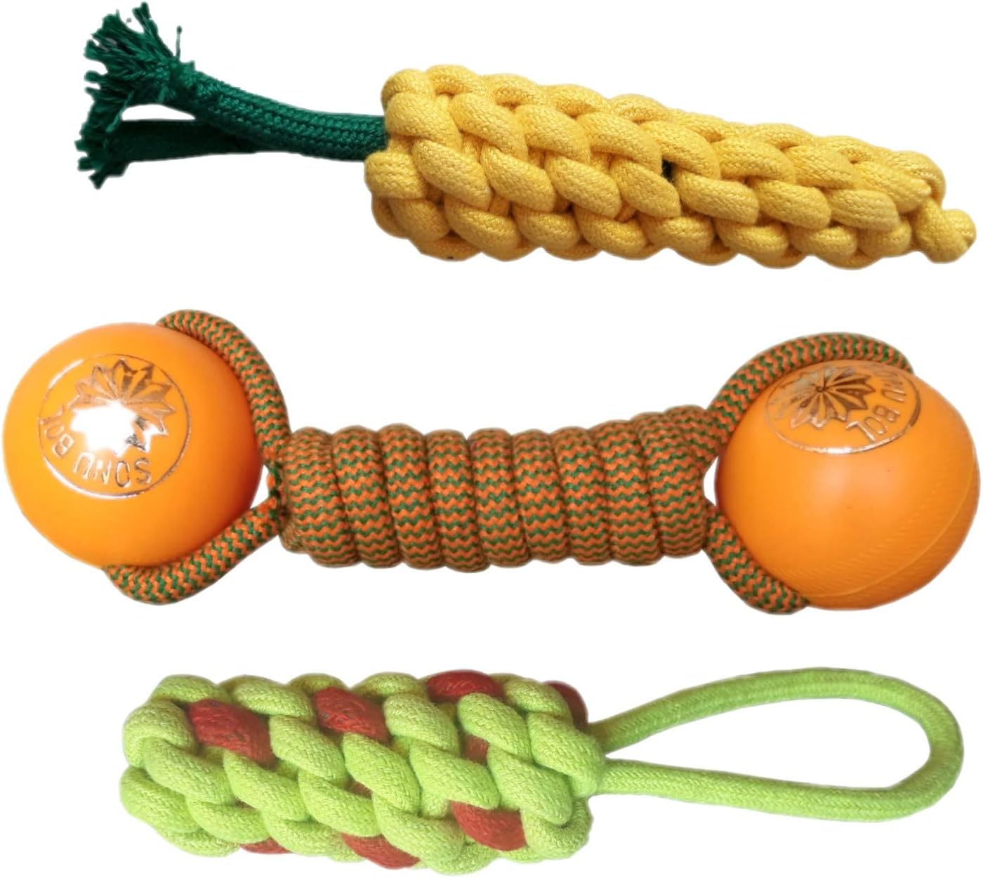 W9 Combo of 3 Durable Pet Teeth Cleaning Chewing Biting Knotted Small Puppy Rope Toys -100% Natural & Safe Cotton