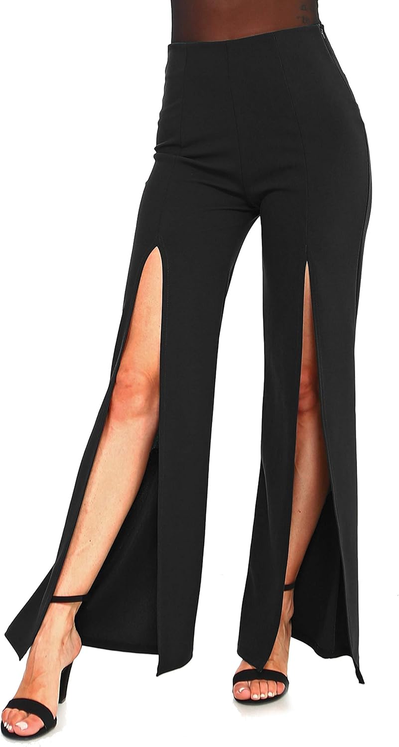 high waisted pants with slits