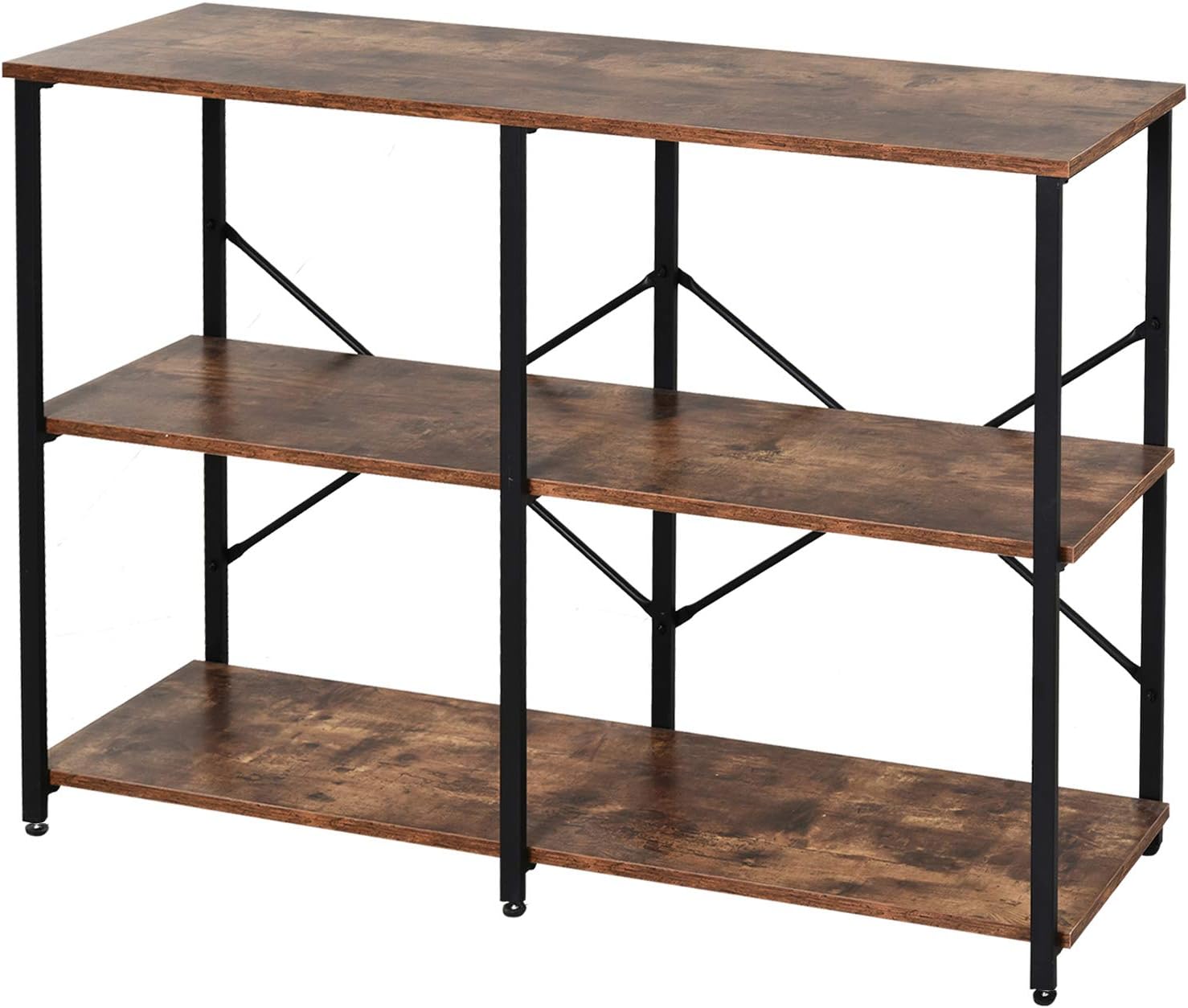 3Tier Industrial Style Shelf Metal Frame Smooth Shelves