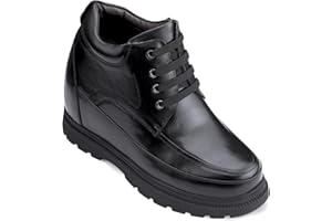 Calden Men's Invisible Height Increasing Elevator Shoes - Black Leather Lace-up High-top Boots with Extra Tall - 5.2 Inches Taller - K511615 - Size 7 D(M) US