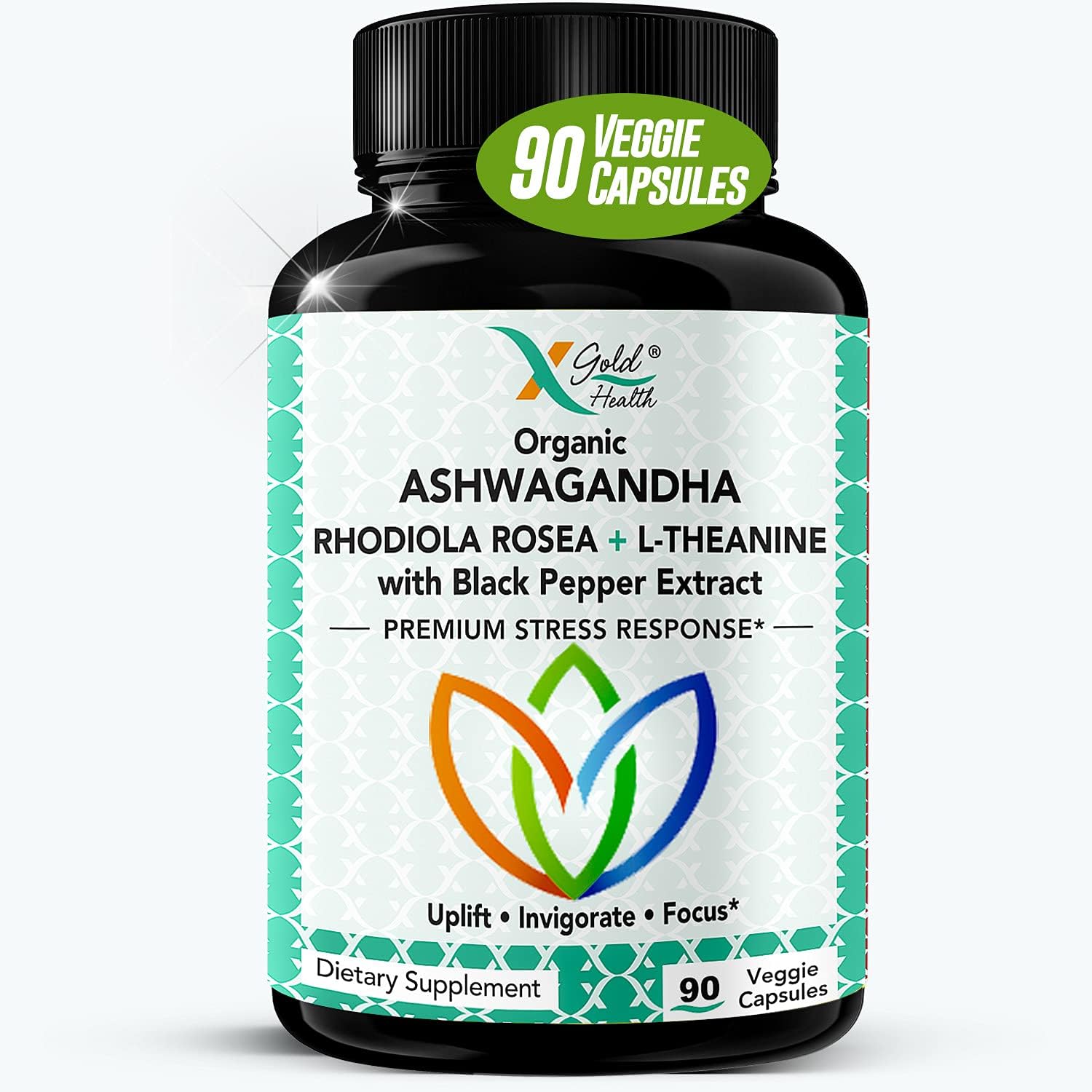 Adrenal Support Supplement- Cortisol Manager - Thyroid Health - 90 Pills- Organic Ashwagandha Root Extract & Powder + Rhodiola + L-Theanine- Cortisol Support for Mood & Stress Relief- Cortisol Blocker