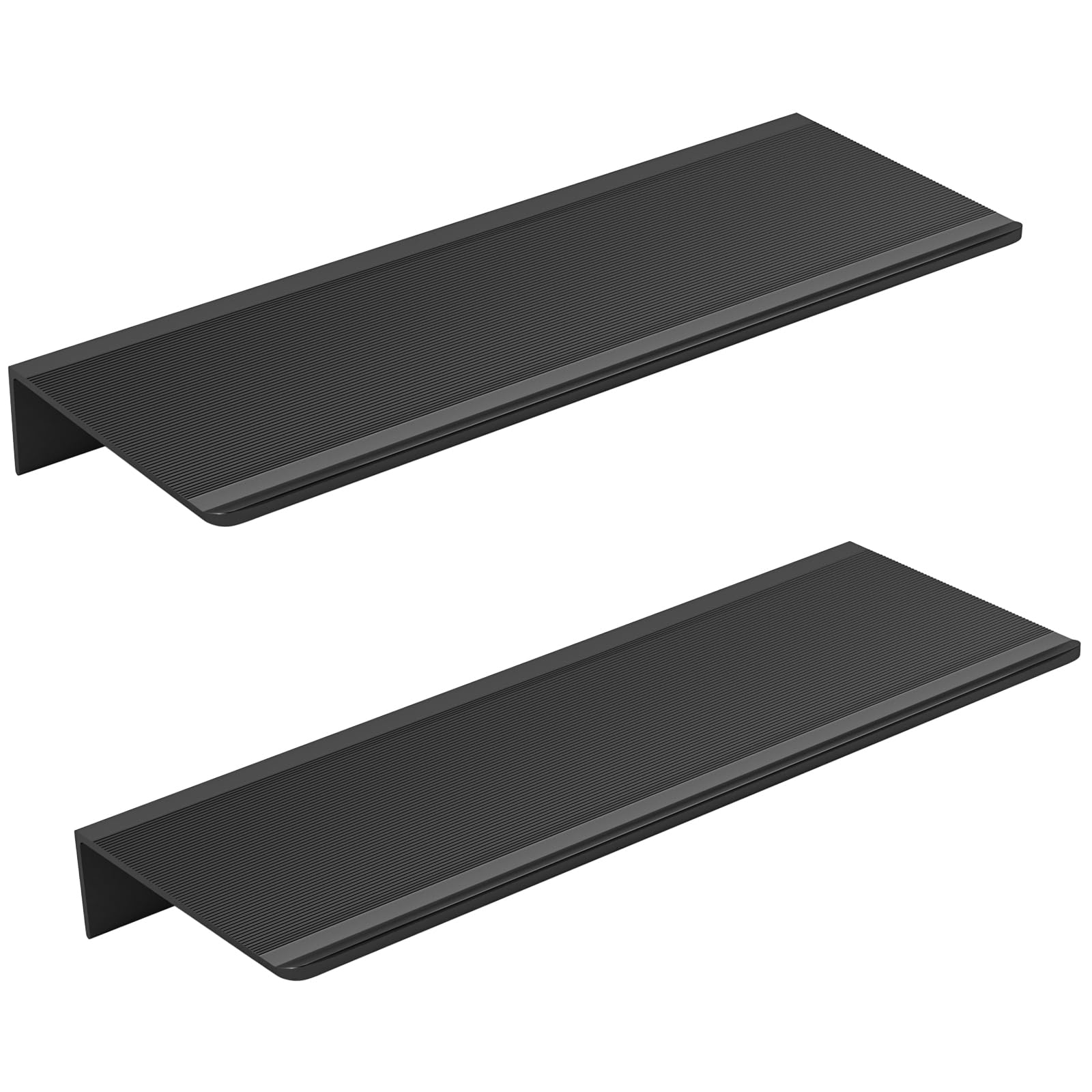 Wisfame Metal Wall Shelves, Black Floating Shelf for Wall Set of 2, Bathroom Shelves Wall Mounted Shelf, Display Shelves for Bedroom, Living Room, Kitchen, Hallway, Office (40 x 12 CM)