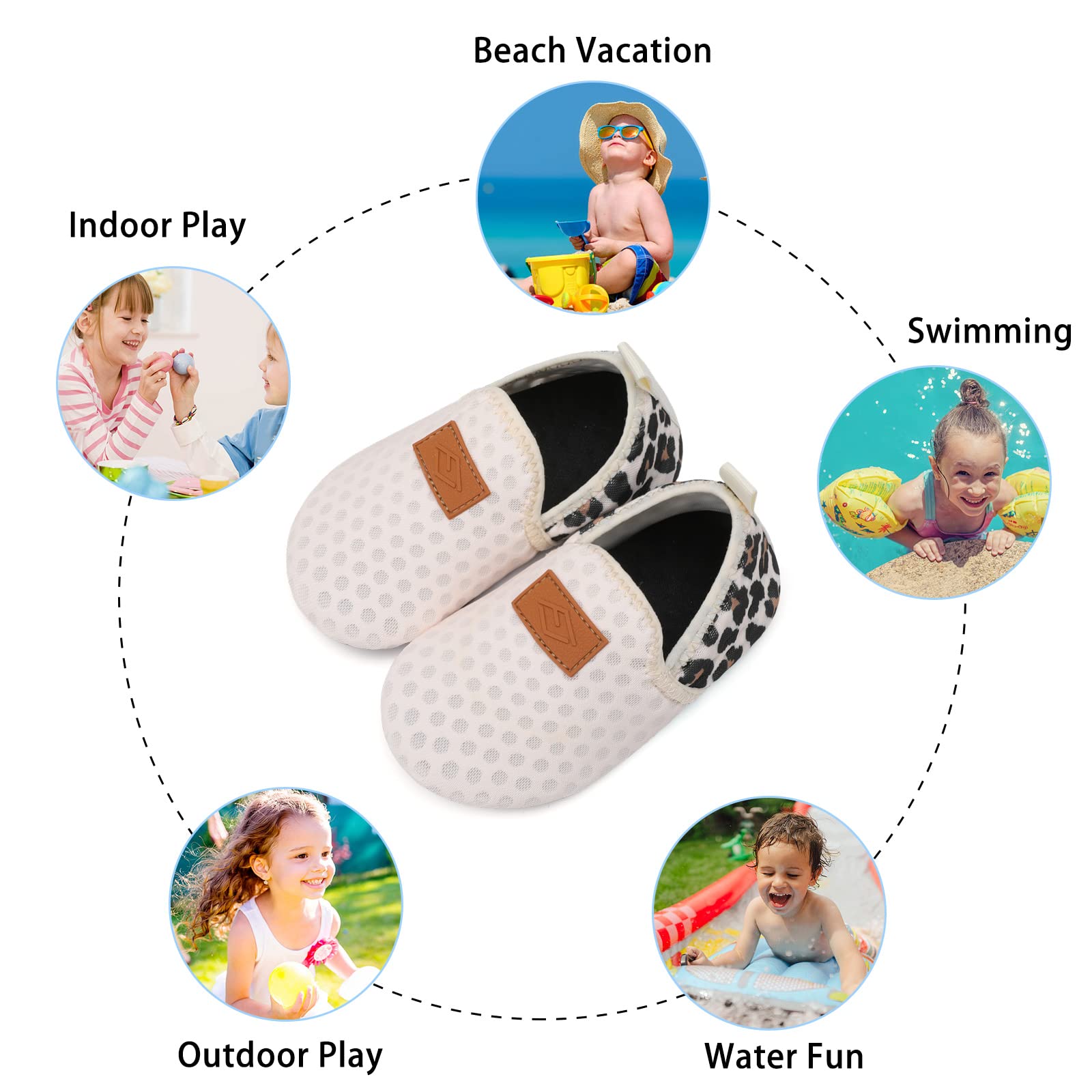 Lefflow Toddler Water Shoes Kids Quick Dry Beach Swim Socks Shoes Baby Non Slip House Slippers