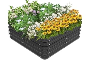 Tigerden Raised Garden Bed Kit, Outdoor Planter Box for Growing Vegetables Herbs Flowers and Fruits - 3.0x3.0x1.0ft Deep Large Stock Tank for Outside, Black