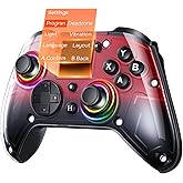 GUSGU G7 Wireless Gaming Controller with Interactive Screen, 1000Hz Polling Rate, Hall Joysticks & Triggers, 4 Programmable Buttons, Compatible with PC, Switch1, PS4, iOS, Android, Red