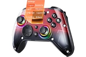 GUSGU G7 Wireless Gaming Controller with Interactive Screen, 1000Hz Polling Rate, Hall Joysticks & Triggers, 4 Programmable Buttons, Compatible with PC, Switch1, PS4, iOS, Android, Red