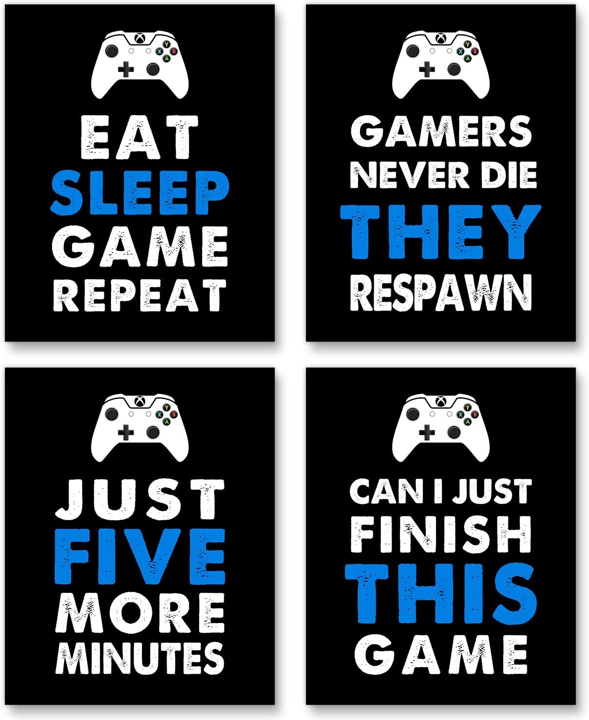 Video Game Posters,Gaming Wall Art for Kids Boy Playroom Home Decor,Xbox Controller,Boy Room Decor (Set of 4, 8X10in, Unframed) (black)