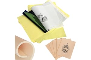 QEQANAZO 35-Piece Tattoo Practice Skin Kit - 3MM Thick Fake Skin with Stencil Transfer Paper | Includes 30 Tattoo Transfer Sheets + 5 Double-Sided Blank Practice Skins (3mm Thickness)
