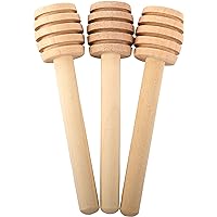 Ucheom Wooden Honey Dipper Sticks, 3Pcs Mini Honey Spoon for Honey Jar Dispense Mixing Stirrer