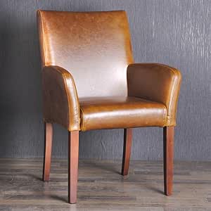 ELEGANTE SILLA DE MIMBRE HOME COÑAC SPALT-LEDERSTUHL SILLÓN SILLA DE