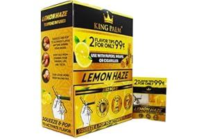 Lemon Haze - King Palm Flavors Filter Tips (50 pack Retail Display) - Flavored Pre Rolled Tips - with Corn Husk and Organic R
