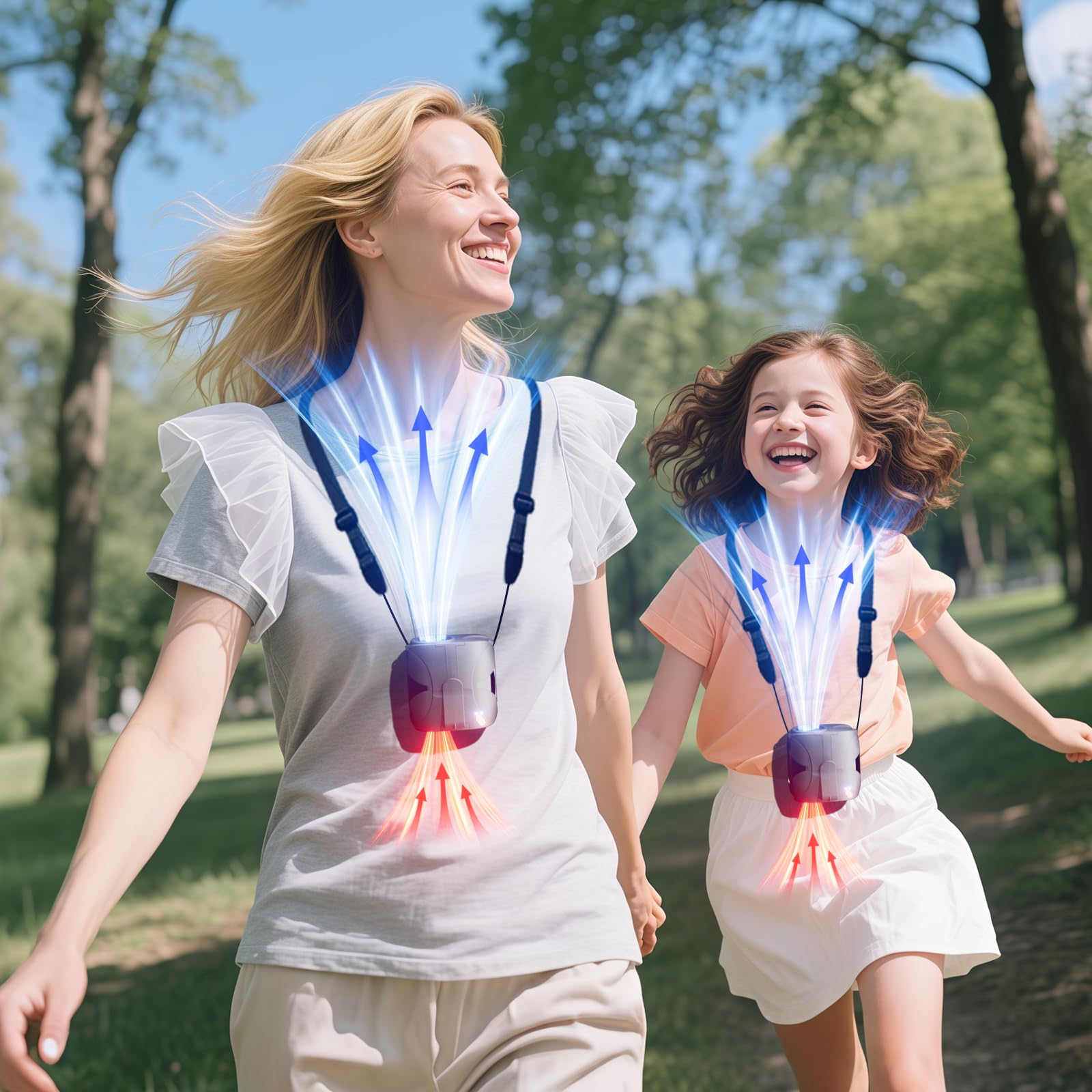 FULSUNT 2025 Upgraded Portable Waist Fan Clip On Belt Up to 40H Cooling, 6 Speeds 14000RPM Powerful Airflow Shirt Fan Body Fans Rechargeable, Wearable Belt Fans for Outdoor Work Travel