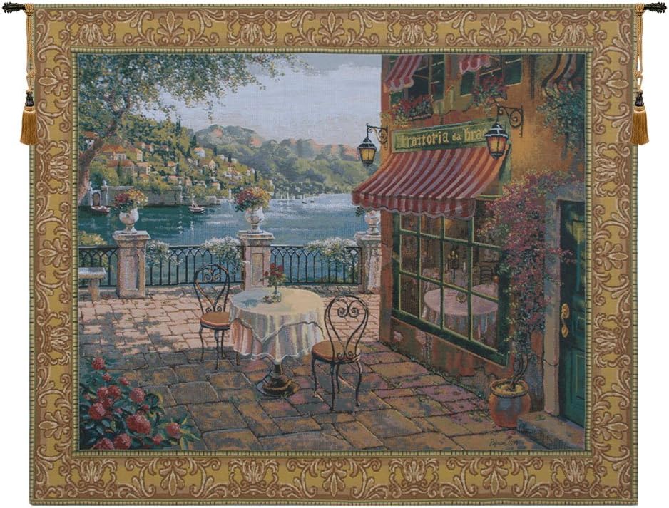 Charlotte Home Furnishing Inc. Belgian Tapestry Wall Hanging - Medium, 77 in. x 63 in, ‘Terrasse’| Landscape Tapestry