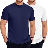 COOFANDY Men's Mock Turtleneck T Shirt Short Sleeve Slim Fit Basic Casual Solid Color Pullover Tee