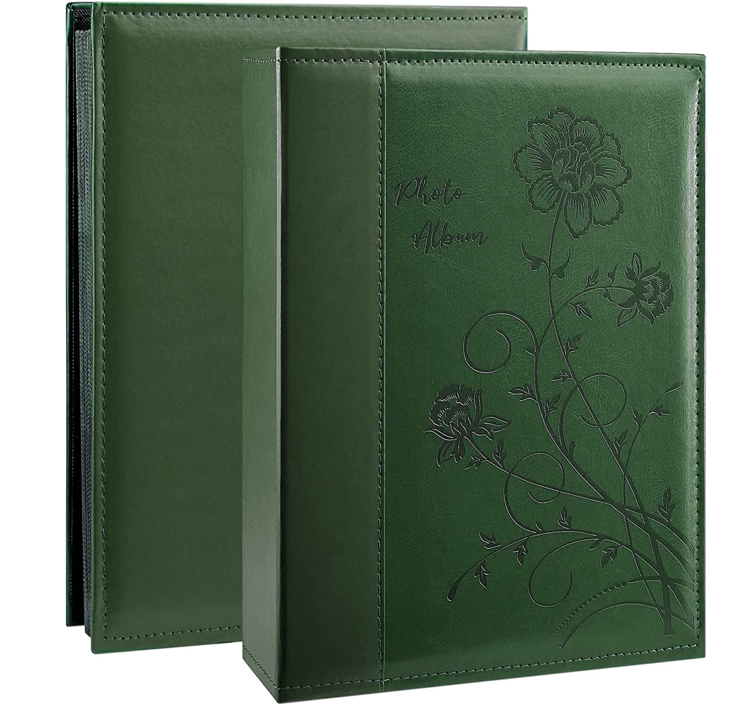 Miaikoe Photo Album 6x4 300 Photos Slip in, Extra Large Capacity Leather Cover Wedding Family Picture Albums Holds 300 Horizontal 10x15cm Landscape Photos(Dark Green)