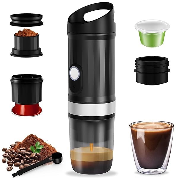 PORTABLE COFFEE MAKER, TRAVEL COFFEE MAKER WITH 3-4...