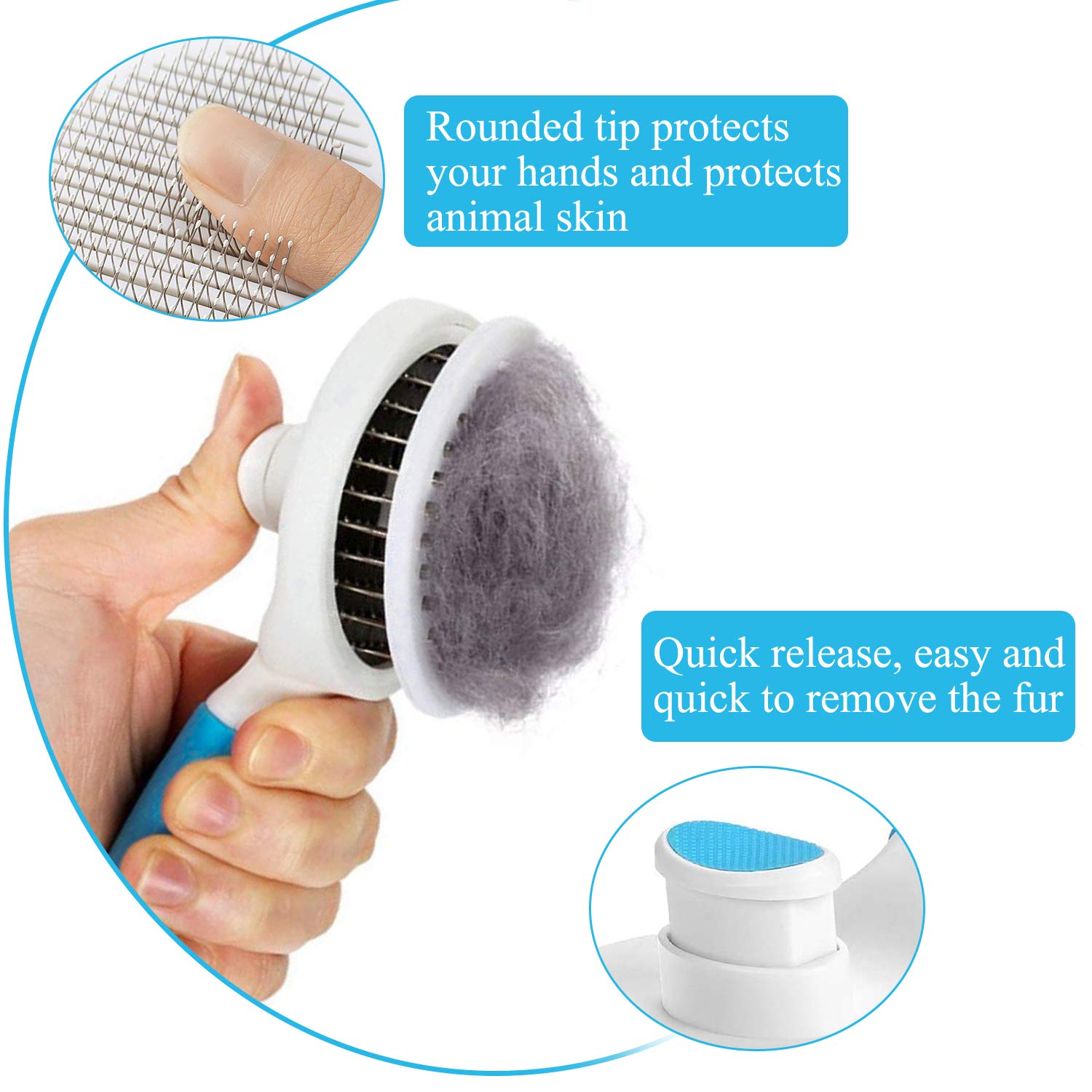 Cat Brush, Self Cleaning Slicker Brushes for Shedding and Grooming Removes Loose Undercoat, Mats and Tangled Hair Grooming Comb for Cats Dogs Brush Massage-Self Cleaning: Beauty