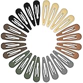 Cptots 24 PCS 2.36 In Metal Snap Hair Barrettes For Women Water Drop Shape Hair Clips For Thick Thin Fine Hair,Matte Black Brown Gray Yellow Green Khaki