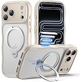 XWZ for iPhone 17 Pro Case for Women Girls with Stand,【Compatible with MagSafe】,【Camera Control】,【Full Camera Protection】, Cute Wave Magnetic Phone Case for iPhone 17 Pro,Stone