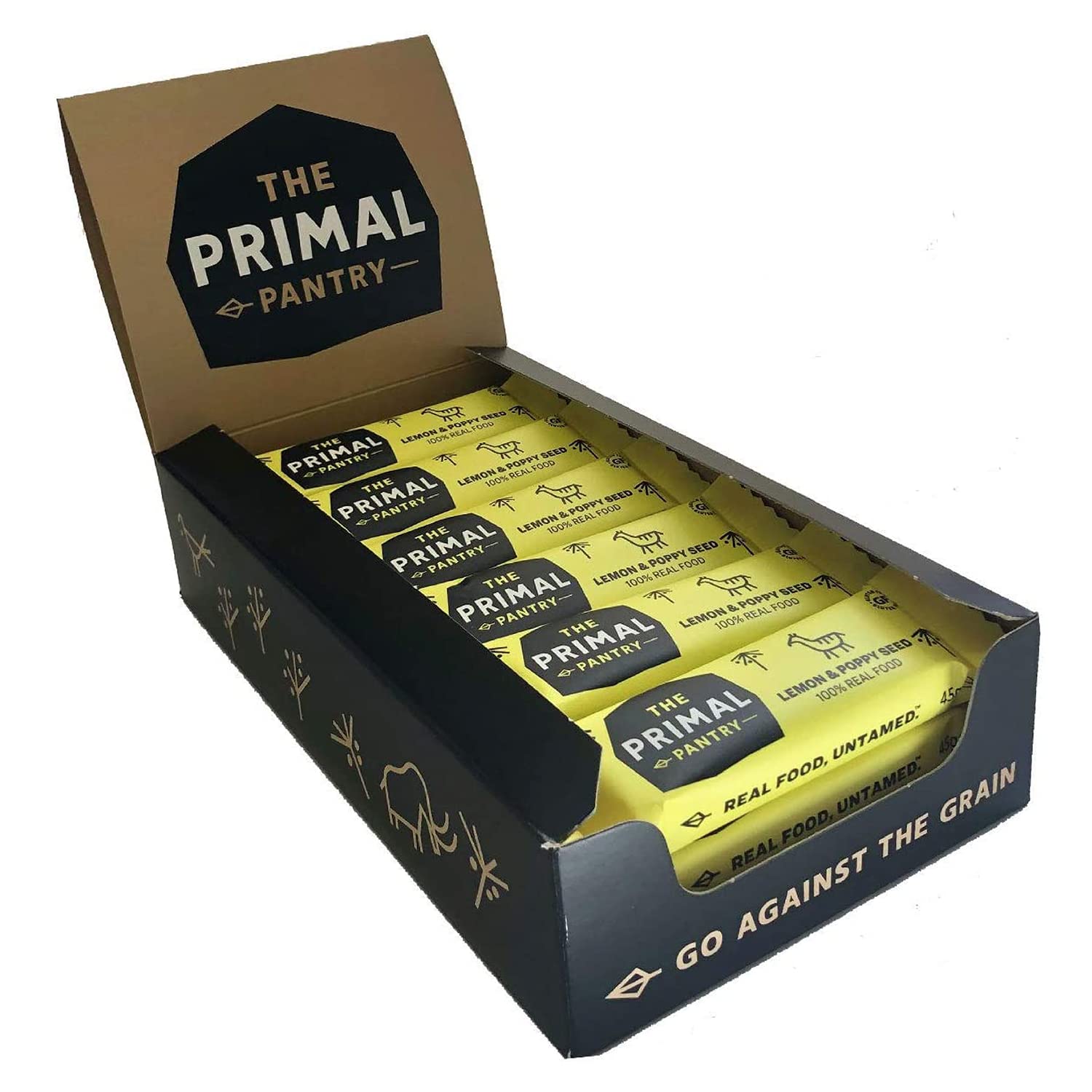 Primal Pantry - Real Food Bars - Lemon & Poppy Seed - Fruit & Seed Energy Bars - 18x 45g - All Natural Ingredients - Vegan - Gluten Free - Paleo