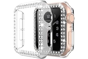 adepoy Compatible for Apple Watch Case 40mm Series 6/5/4 SE Bling Rhinestone Apple Watch Protective Case Bumper Frame Case Cover for Women Girl iWatch Series 40mm Clear