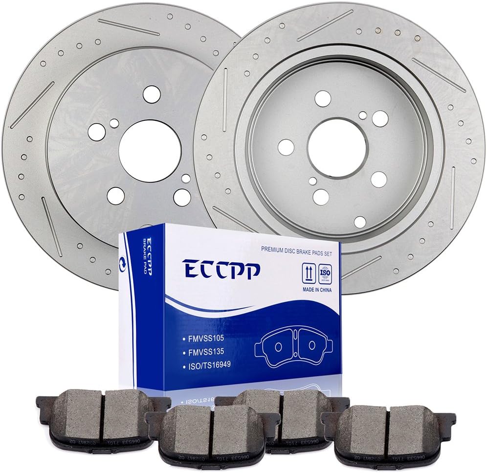 Bison Performance Coated Vented 296mm Disc Rotors and Akebono ProACT Ceramic Slotted Pad Set with Hardware Front Brake Kit For Nissan Rogue 並行輸入品