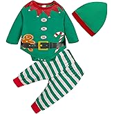 NUBEEHOHO Newborn Baby Boys Girls Christmas Outfit Infant Xmas Romper Elf Santa Clothes