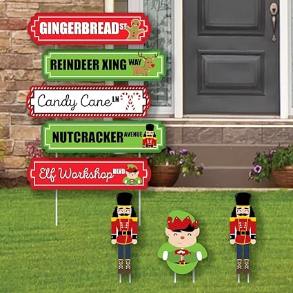 Amazon Com Big Dot Of Happiness Christmas Street Sign Cutouts