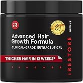 iRestore Advanced Hair Growth Supplement for Women with Lustriva, Hair Vitamins for Faster Hair Regrowth, Best for Hair Loss and Thinning, 1 Month Supply - 1 Count (Pack of 1) - Black