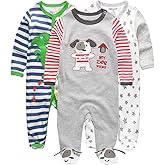Kiddiezoom Baby and Toddler Boys'Snug Fit Footed One-Piece Romper Jumpsuit Cotton Cotton Footed Outfit