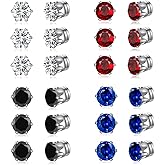 Spiritlele 12 Pairs Colors Cubic Zirconia Magnetic Earrings Set Clip on Non Piercing Earrings Unisex