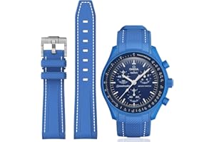 BONACE Bands for Moonswatch Watch,Curved SIlicone Strap Compatible with Omega X Swatch 20mm Watch,Swatch Omega Moonswatch Speedmaster Watch Replacement No Gap Strap Men Women