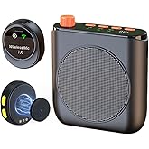 Wireless Voice Amplifier with Wireless Lavalier Microphone,Portable Speaker Megaphone with Dual Lavalier Lapel Clip Bluetooth Microphone for Teacher Streaming Class Speech Meeting Yoga Guides