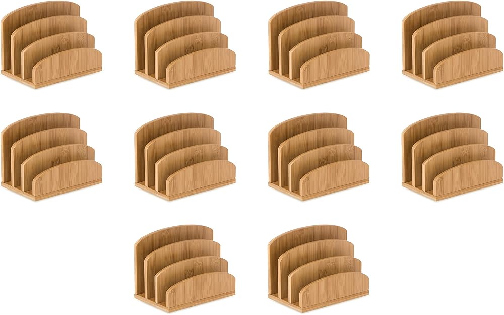 Osco Bamboo Letter Holder & Mail Sorter Natural MOSO Bamboo Desk Rack