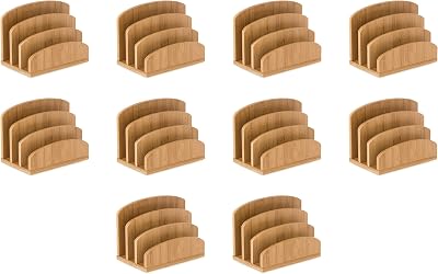 Osco Bamboo Letter Holder & Mail Sorter Natural MOSO Bamboo Desk Rack