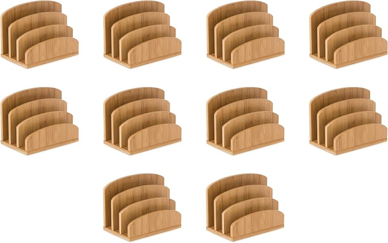Osco Bamboo Letter Holder & Mail Sorter Natural MOSO Bamboo Desk Rack