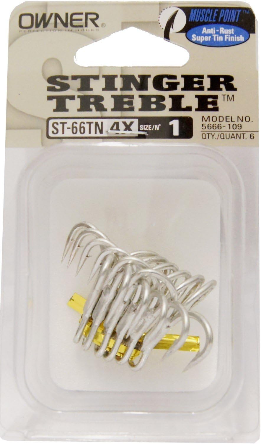 Owner ST66 4X Treble Hooks Size 1 Tin