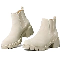 mysoft Women's Platform Chelsea Boots Lug Sole Slip