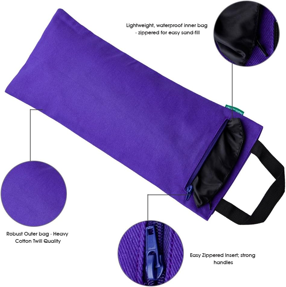HEALTHANDYOGA(TM Yoga Sand Bags - Double Bag with Inner Waterproof Bag- Prop for Adding Weight and Support (Purple) - Image 4