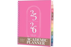 RILEYS & CO Rileys Academic Planner 2025-2026, Daily, Weekly & Monthly Planner, July 2025 - June 2026, Student Notes Pages, Twin-Wire Binding, Weekly Agenda for School & Work (8 x 6-Inches, Pink)