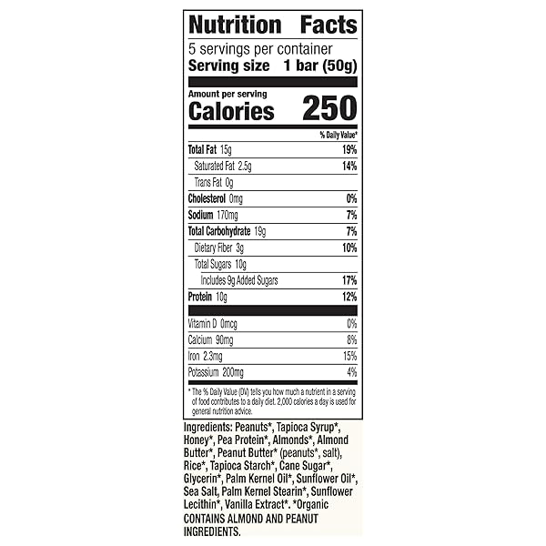 CASCADIAN FARM ORGANIC HONEY ROASTED NUT PROTEIN GRANOLA BARS, INDIVIDUALLY WRAPPED, 5 BARS, 8.85 OZ.