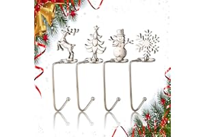 LINGYUN Christmas Stocking Holder for Mantle,4 Pack Christmas Stocking Hanger for Fireplace,Non-Slip Stocking Holders for Christmas Decorations for Fireplace, Shelf, Staircases(Silver)