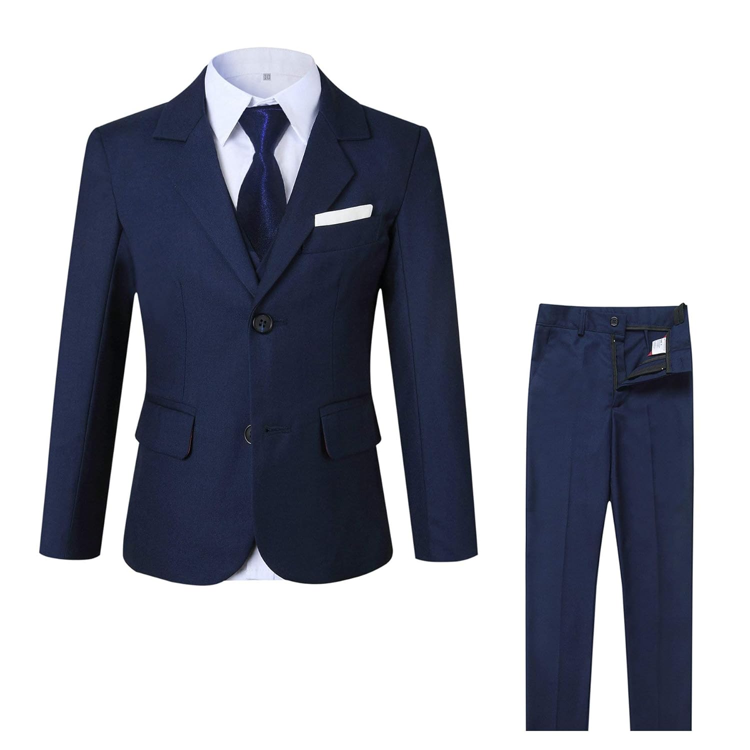 مجموعة من 5 قطع من بدلة للأولاد الرسمية من Kretenier بدلة رسمية رفيعة للأولاد 10 ازرق داكن Amazon Ae
