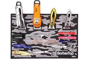 HAIRPLAN Barber Tools Organizer Mat, Magnetic Barber Mat, Clippers Mat, Magnet Strip Station Pad for Hairstylist (Grey)