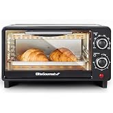 Elite Gourmet ETO490 9L/4-Slice Oven, 30-Min Timer, Adj. Temp, Black | Includes Baking Pan &amp; Wire Rack - Bake, Broil &amp; Toast functions for dorms and RVs - Countertop Design