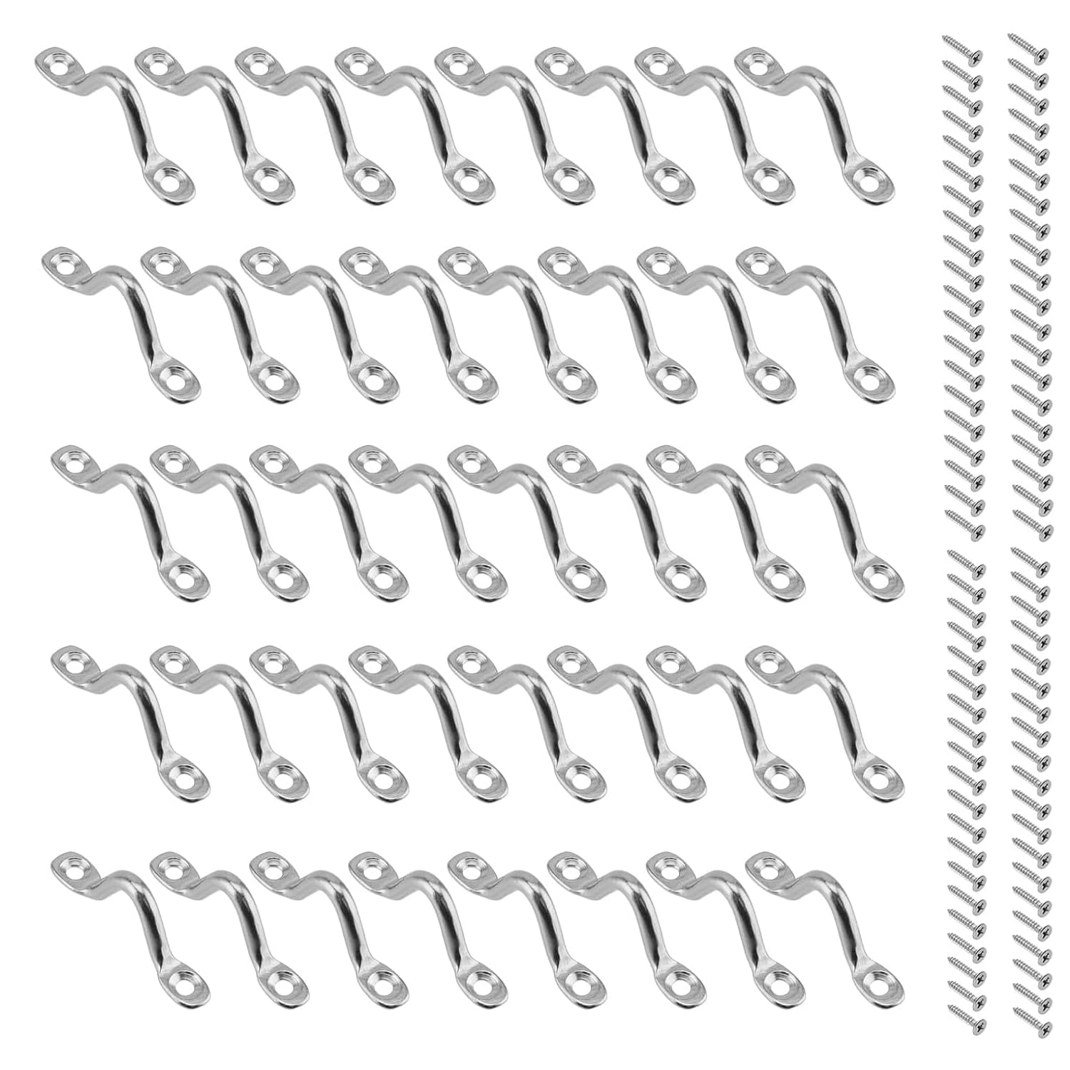 Bhina Pack of 40 Pad Eye Straps M4 Fender Eyelet Kayak Fender Eyelet Stainless Steel 304 Cover Plate Eye Plates Bug Design Mounting Hooks Eye Straps with 80 Screws Eye Straps for Kayak Canoe Canoe