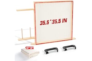 Riiai Tufting Frame, Rug Tufting Frame, 35.5” x 35.5” Tufting Frame for Rug Making, Wooden Tufting Frame Rug Making Supplies for Tufting Gun, Table Stand Frame Carpet Tools(35.5” x 35.5”)