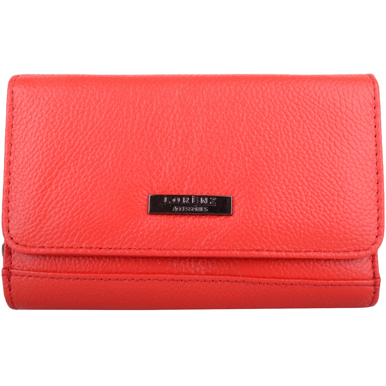 Valita Womens Large Leather RFID Protected Tri-Fold Coin Notes Credit Card Holder Purse Wallet - Red