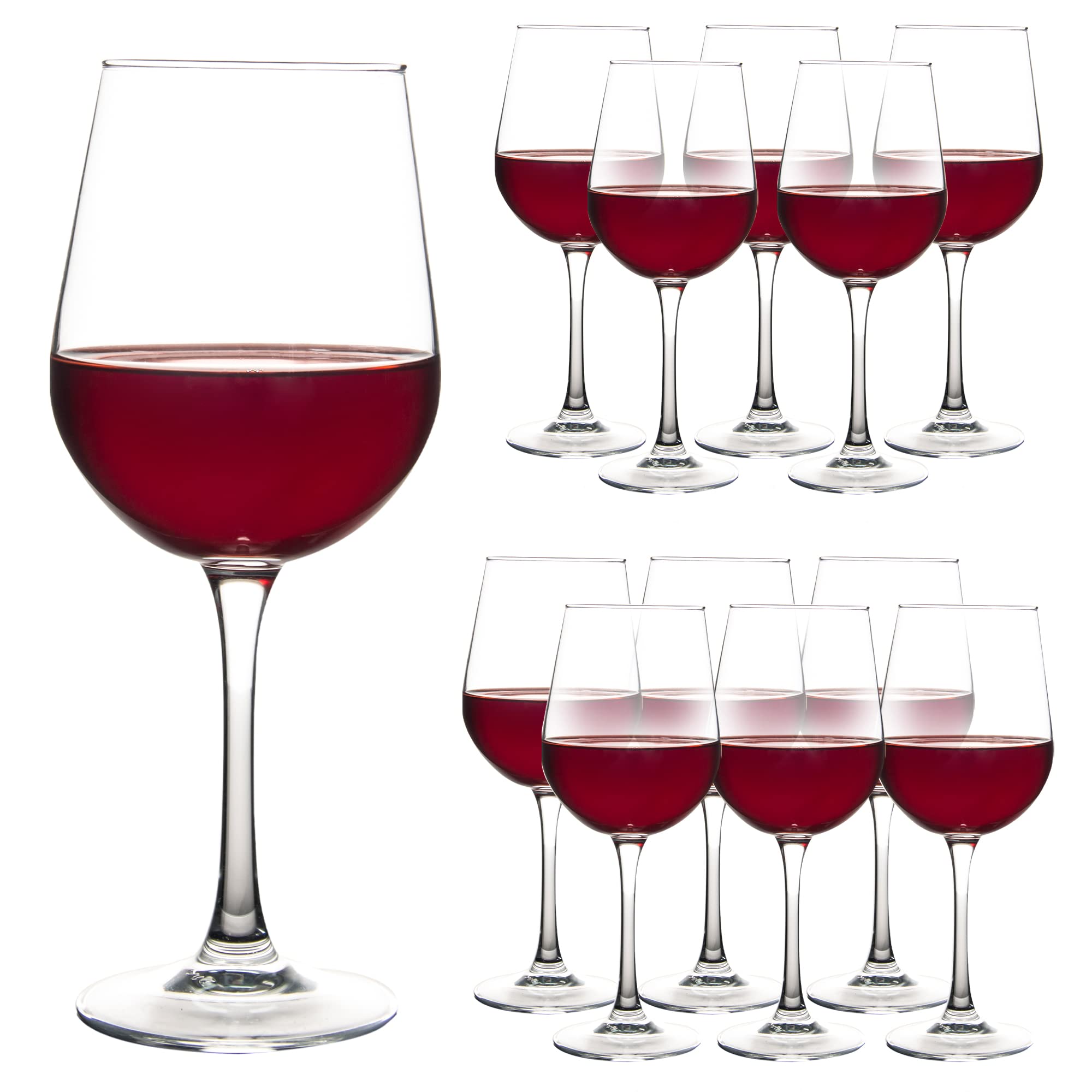 Photo 1 of YARYOUNG 12 oz Fully Tempered Wine Glasses Set of 12, Classic Design, Durable and Scratch-resistant